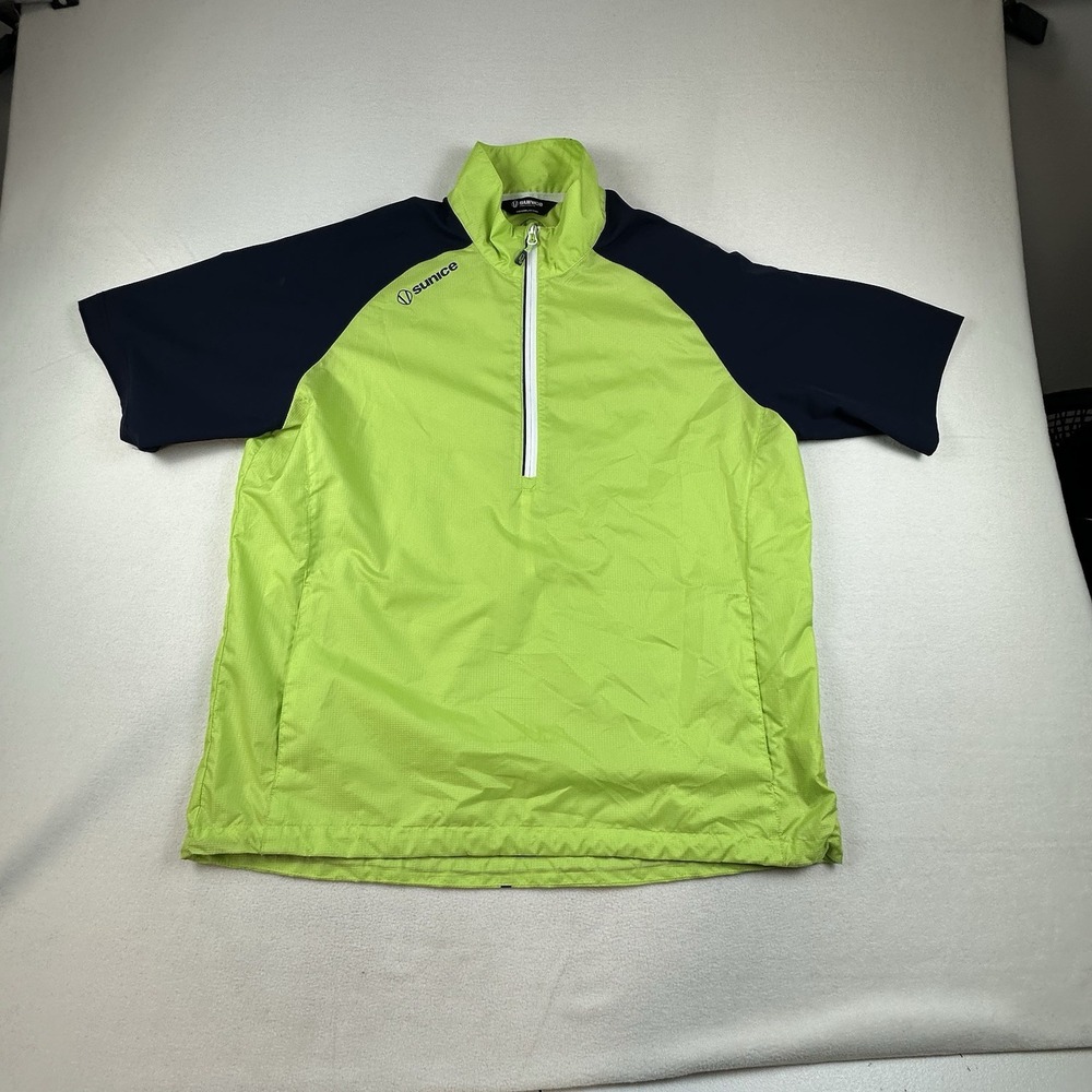 Sunice Westchester Wind Shirt Mens Large Green Blue Golf Pullover Lightweight
